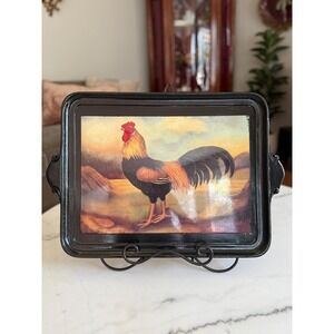 Vintage Italian Rooster Tray, Vietri Wall Hanging